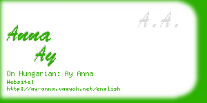 anna ay business card